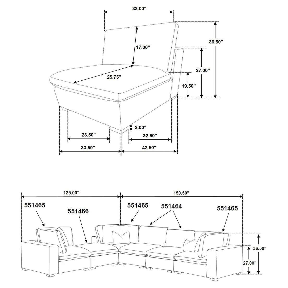 Lakeview Armless Chair in Ivory - Coaster Furniture