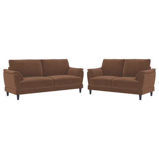 Selma Stationary Sofa Set in Rust - Coaster Furniture