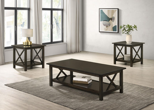 Rachelle 3-Piece Coffee Table Set in Dark Merlot - Coaster Furniture