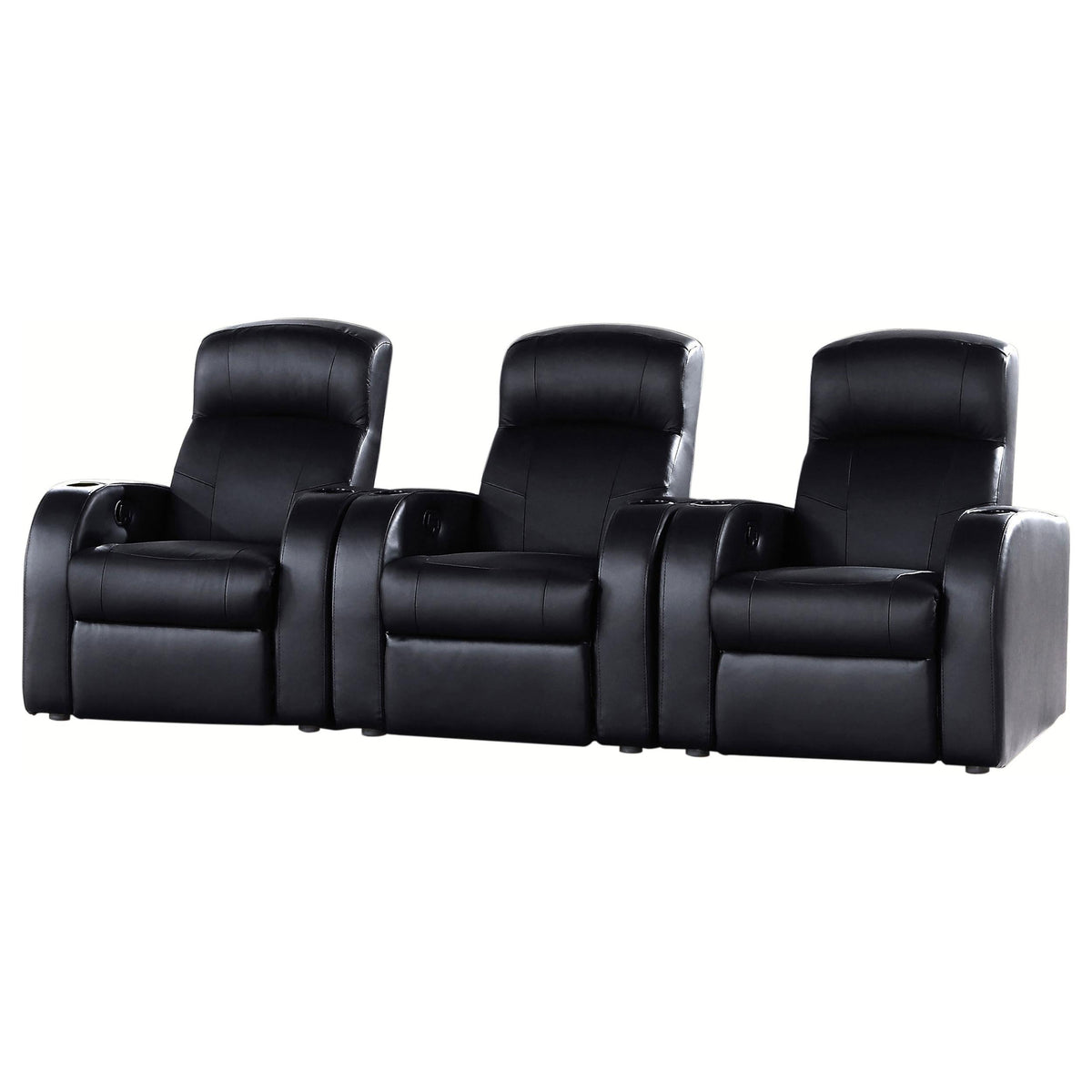 Cyrus 3-Piece Theater Seating in Black - Coaster Furniture
