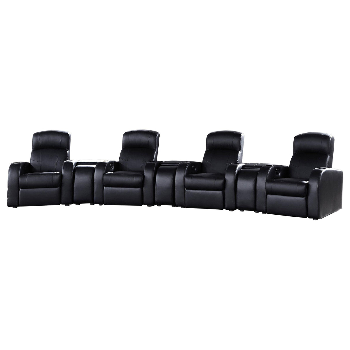 Cyrus 7-Piece Theater Seating in Black - Coaster Furniture