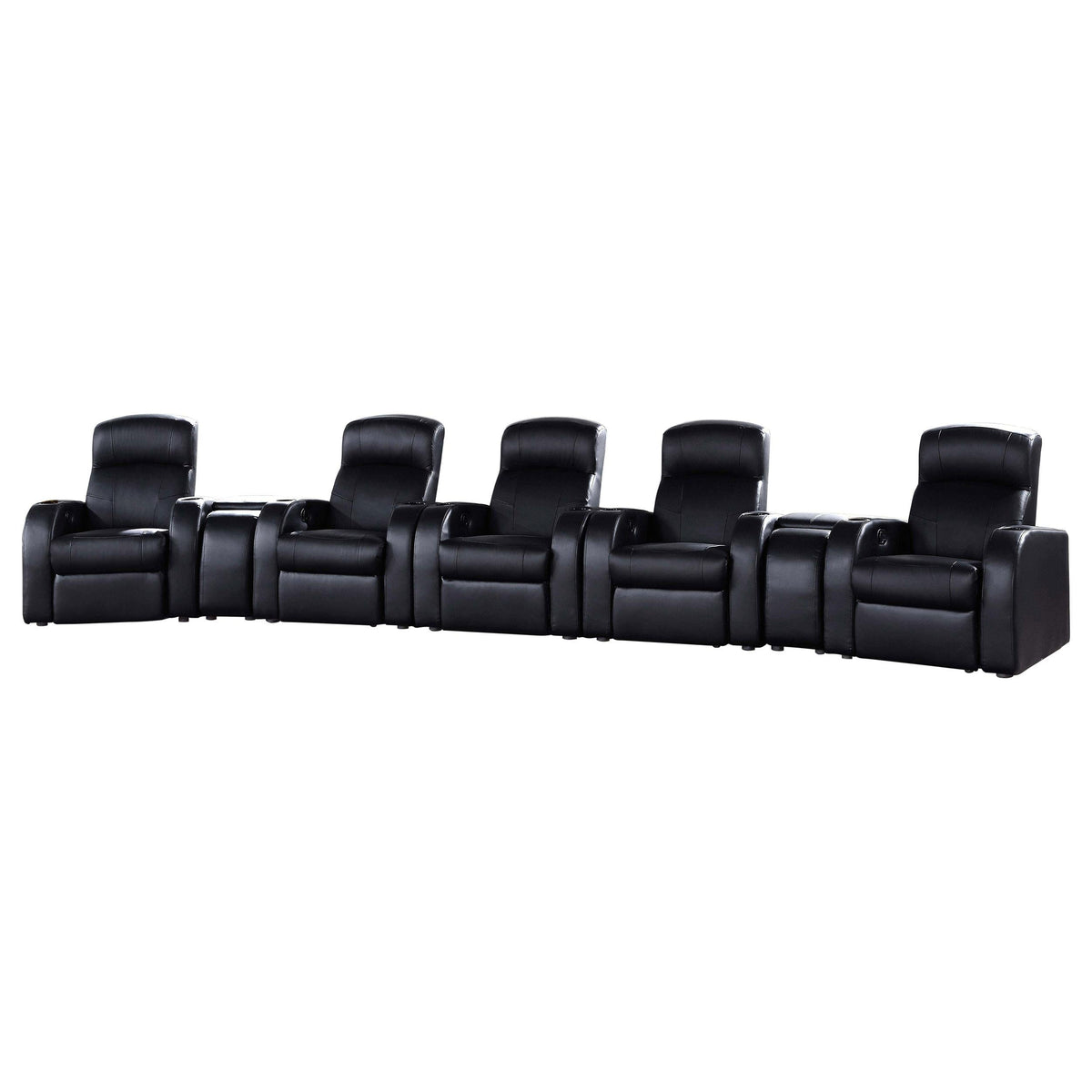 Cyrus 7-Piece Theater Seating in Black - Coaster Furniture