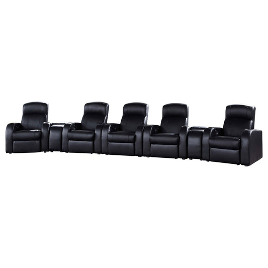 Cyrus 7-Piece Theater Seating in Black - Coaster Furniture