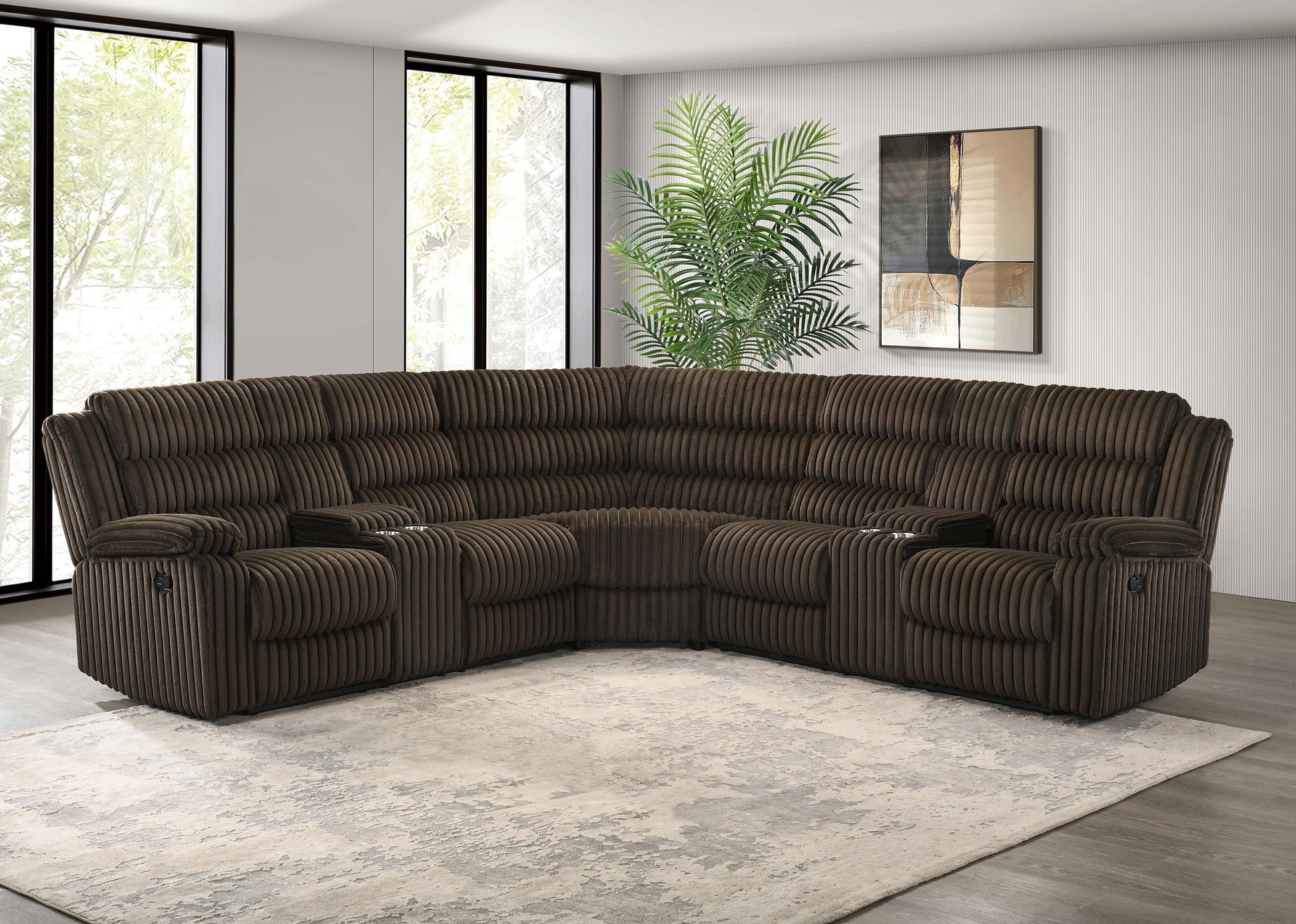 Atkinson Reclining Sectional - Chocolate