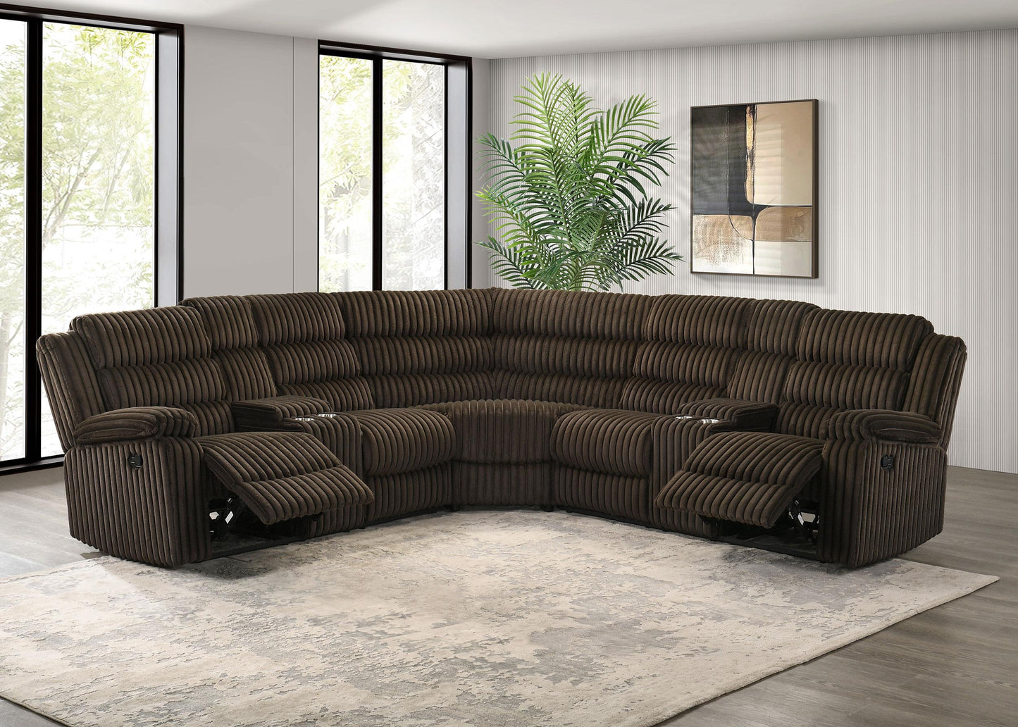Atkinson Reclining Sectional - Chocolate