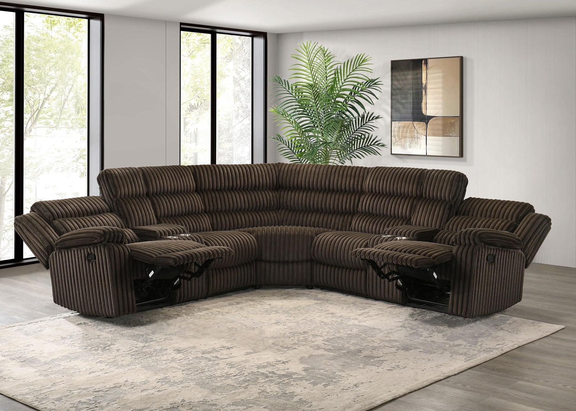 Atkinson Reclining Sectional - Chocolate
