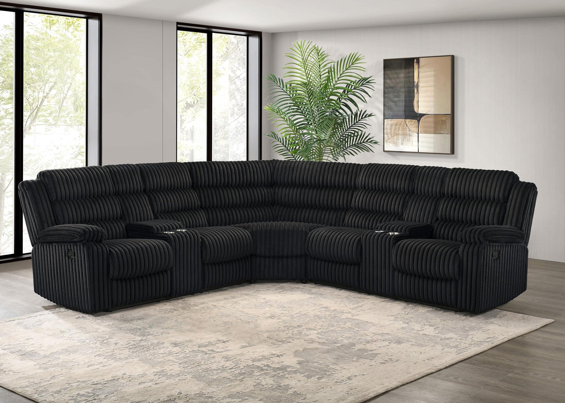 Atkinson Reclining Sectional - Black