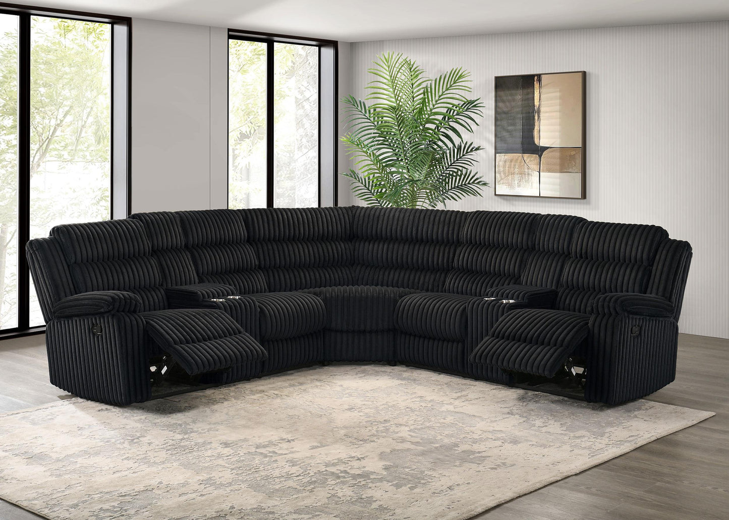 Atkinson Reclining Sectional - Black