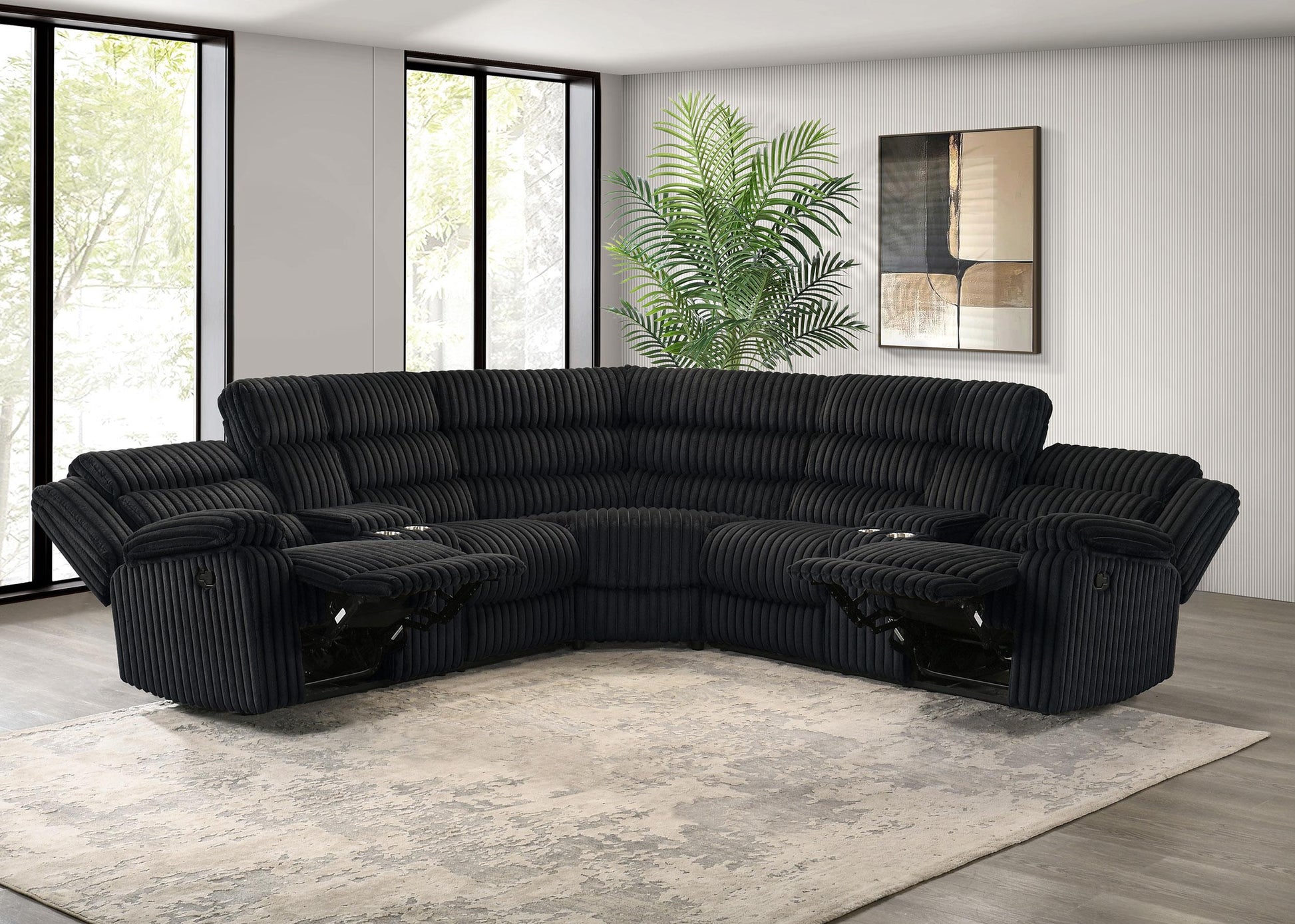 Atkinson Reclining Sectional - Black