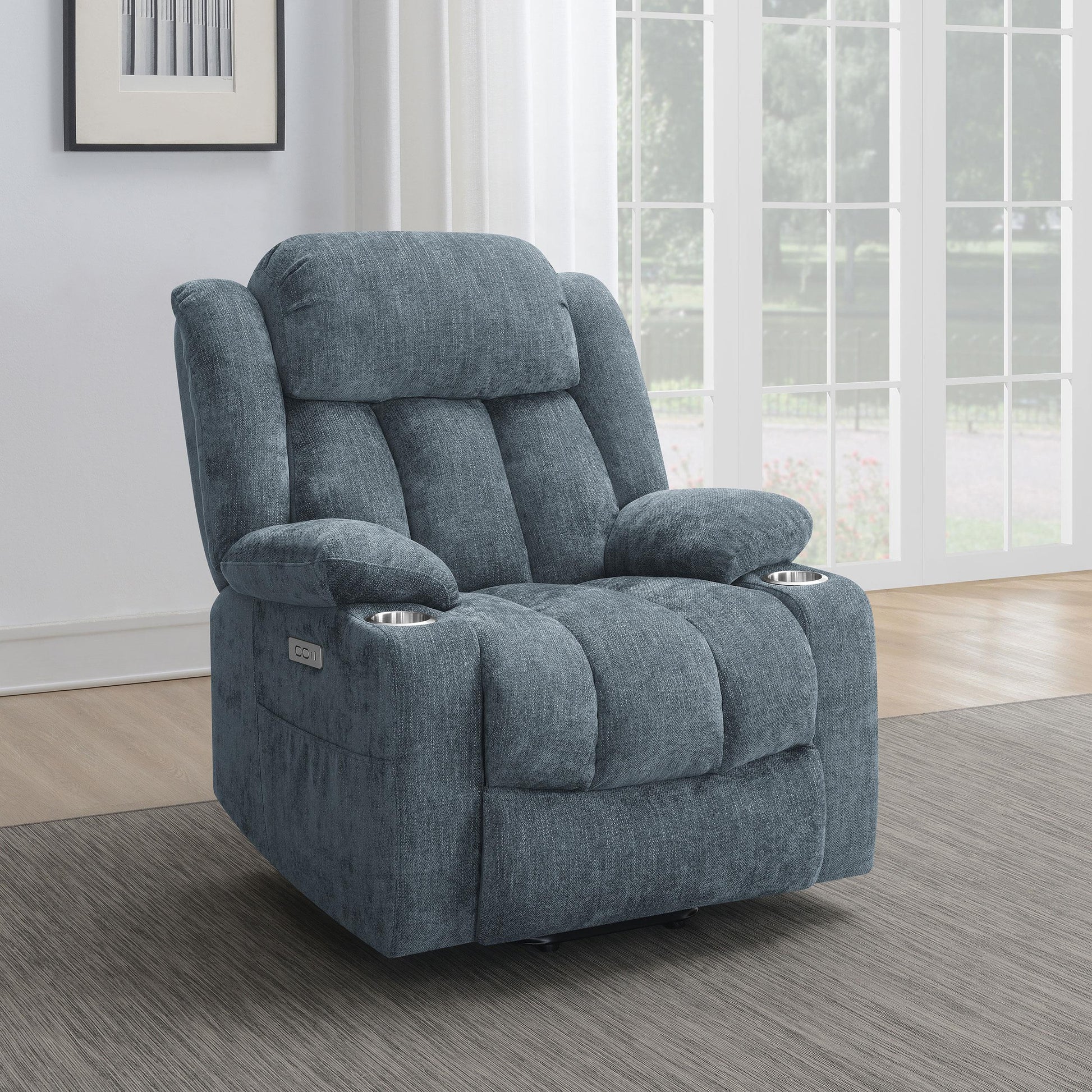 Houston Power Recliner - Slate Blue