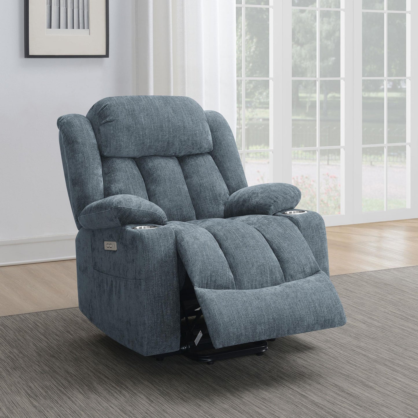 Houston Power Recliner - Slate Blue