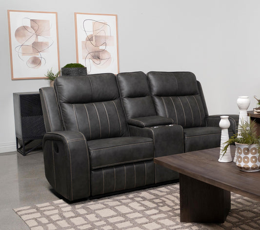 Raelynn Motion Loveseat in Grey - Coaster Furniture