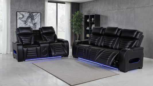 Zuma Power2 Reclining 2-Piece Set in Black - Coaster Furniture