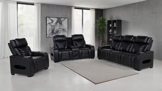 Zuma Power2 Reclining 3-Piece Set in Black - Coaster Furniture