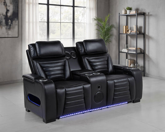 Zuma Power2 Loveseat in Black - Coaster Furniture