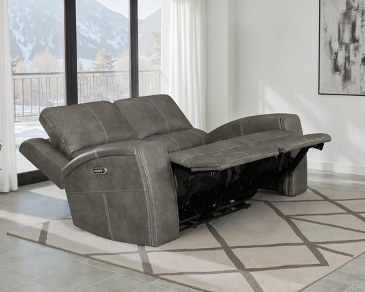 Brickston Power Reclining Loveseat in Charcoal - Coaster Furniture