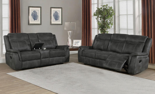 Lawrence Reclining 2-Piece Set in Charcoal - Coaster Furniture