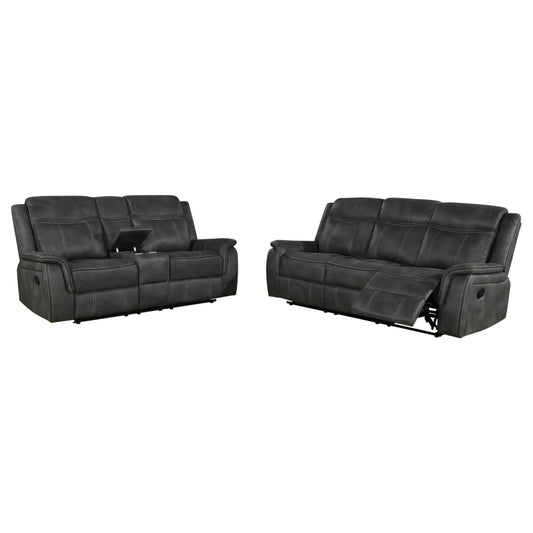 Lawrence Reclining 2-Piece Set in Charcoal - Coaster Furniture