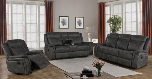 Lawrence Reclining 3-Piece Set in Charcoal - Coaster Furniture