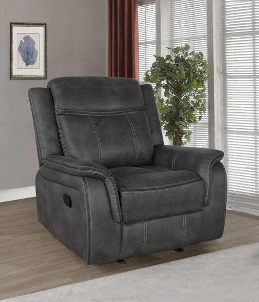 Lawrence Glider Recliner in Charcoal - Coaster Furniture
