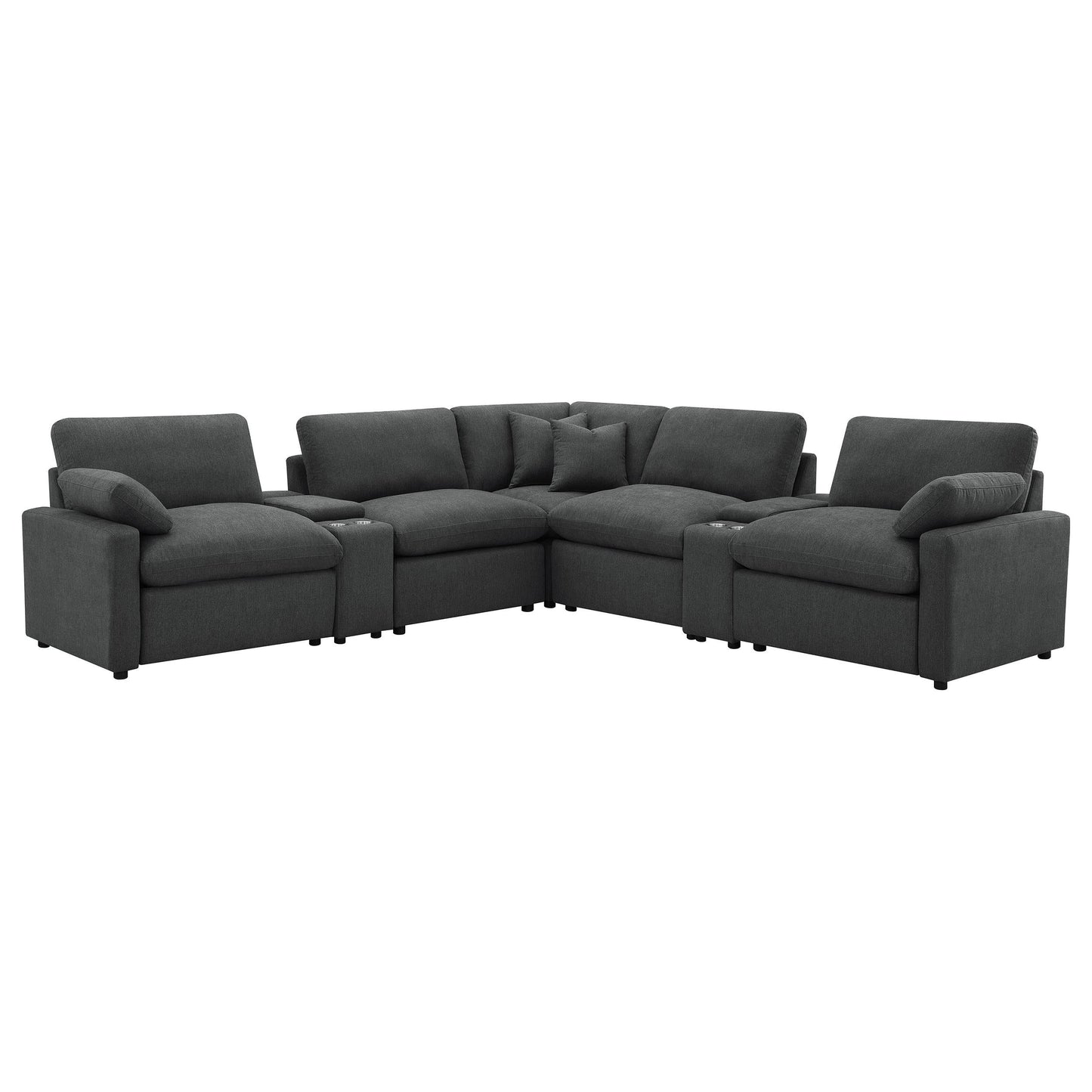 Collins Pwr Sectional 7-Piece Set - Dark Grey