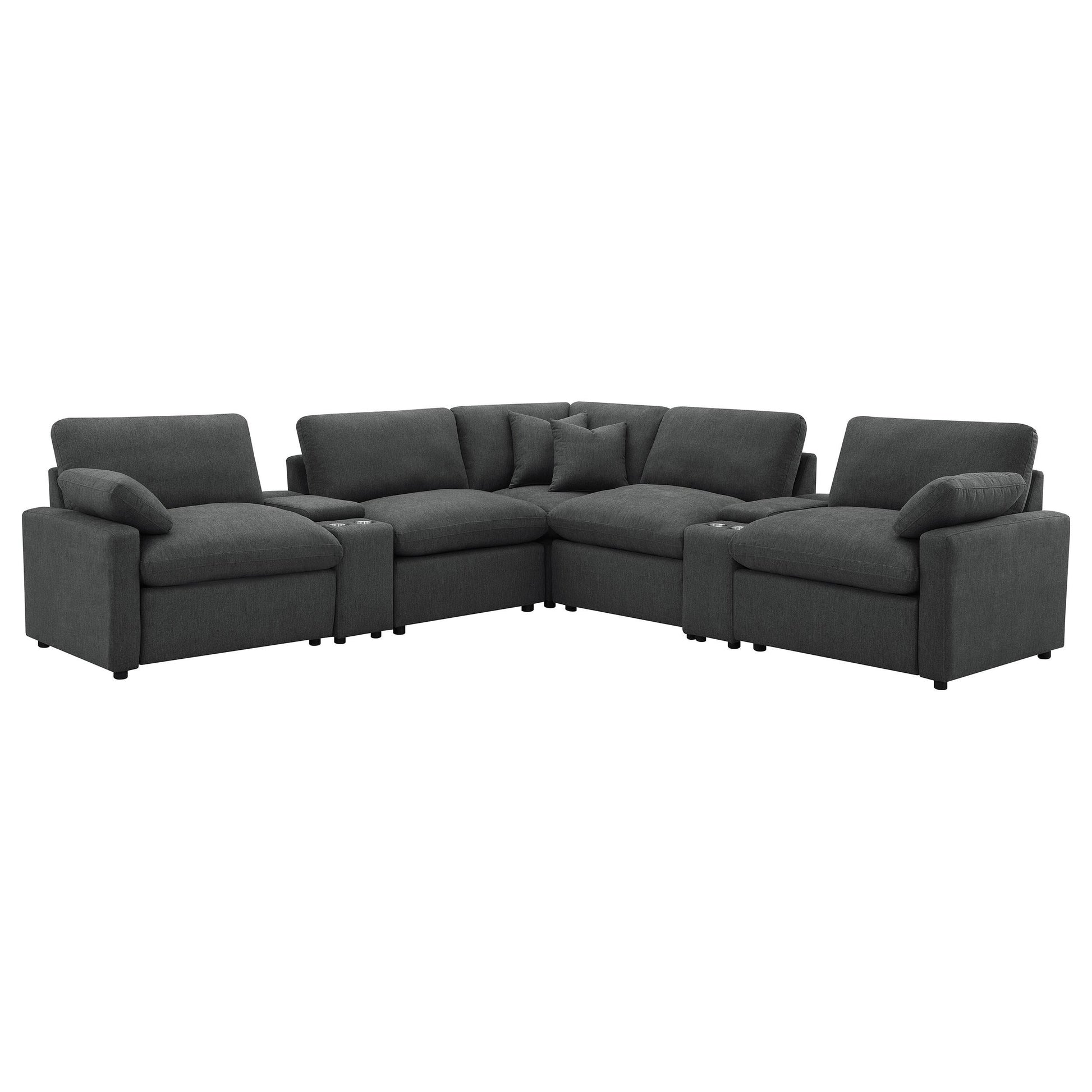 Collins Pwr Sectional 7-Piece Set - Dark Grey
