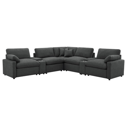 Collins Pwr Sectional 7-Piece Set - Dark Grey