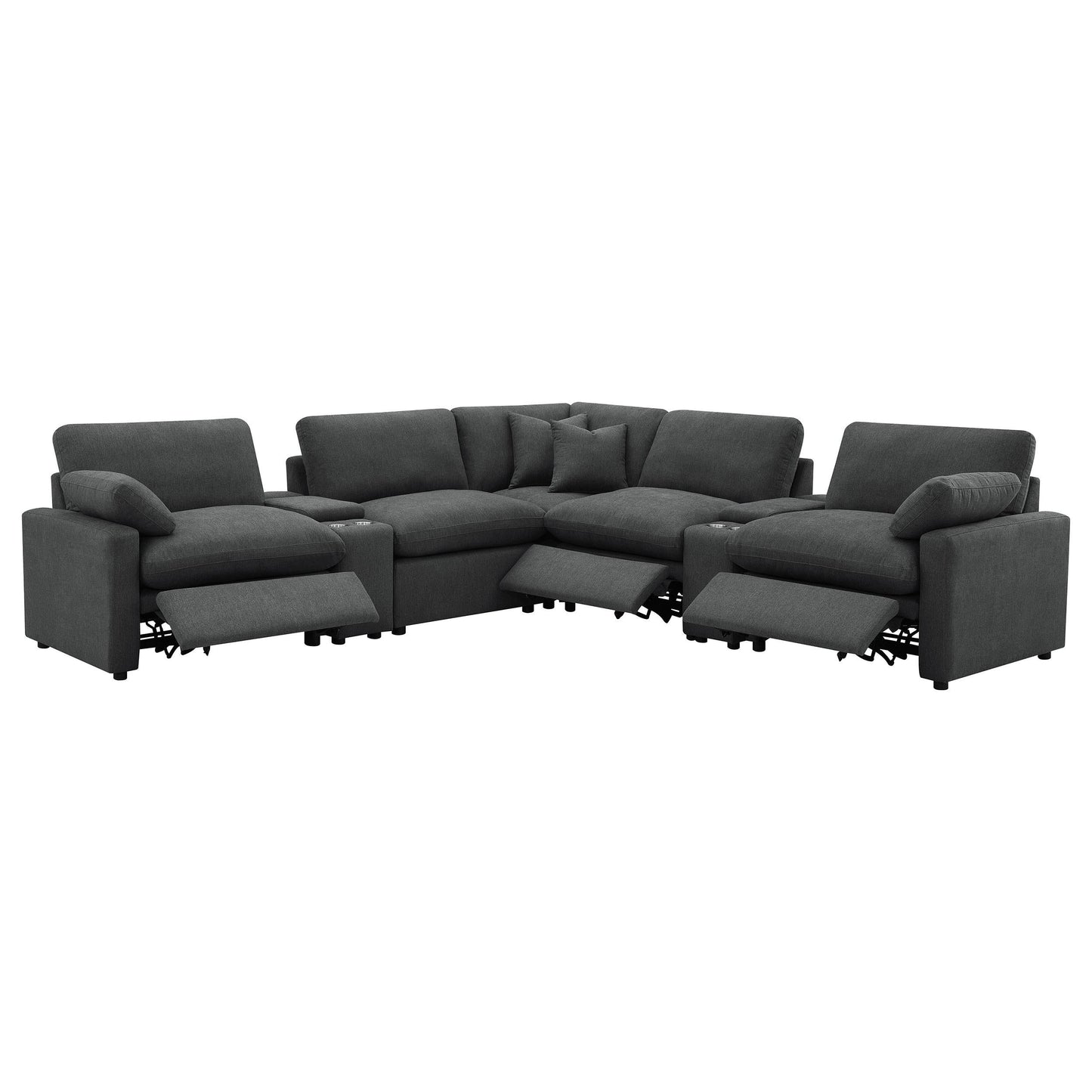 Collins Pwr Sectional 7-Piece Set - Dark Grey