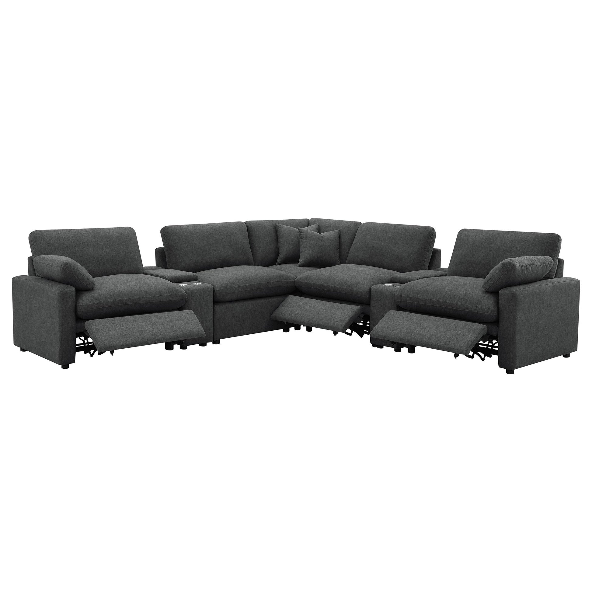 Collins Pwr Sectional 7-Piece Set - Dark Grey