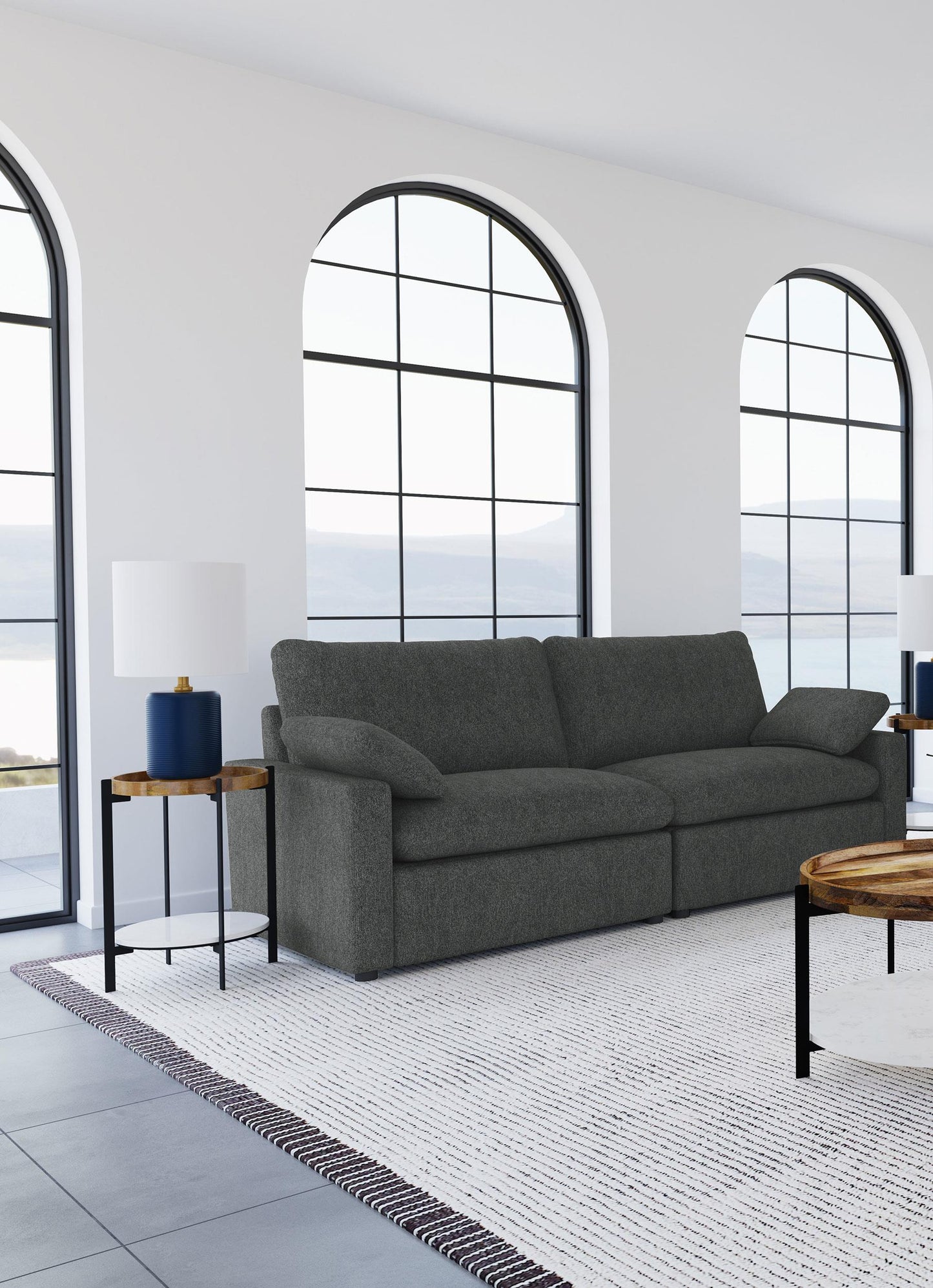 Collins Power Loveseat - Dark Grey