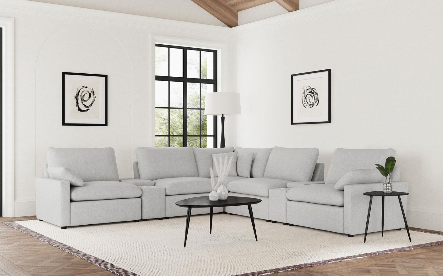 Collins Pwr Sectional 7-Piece Set - Grey
