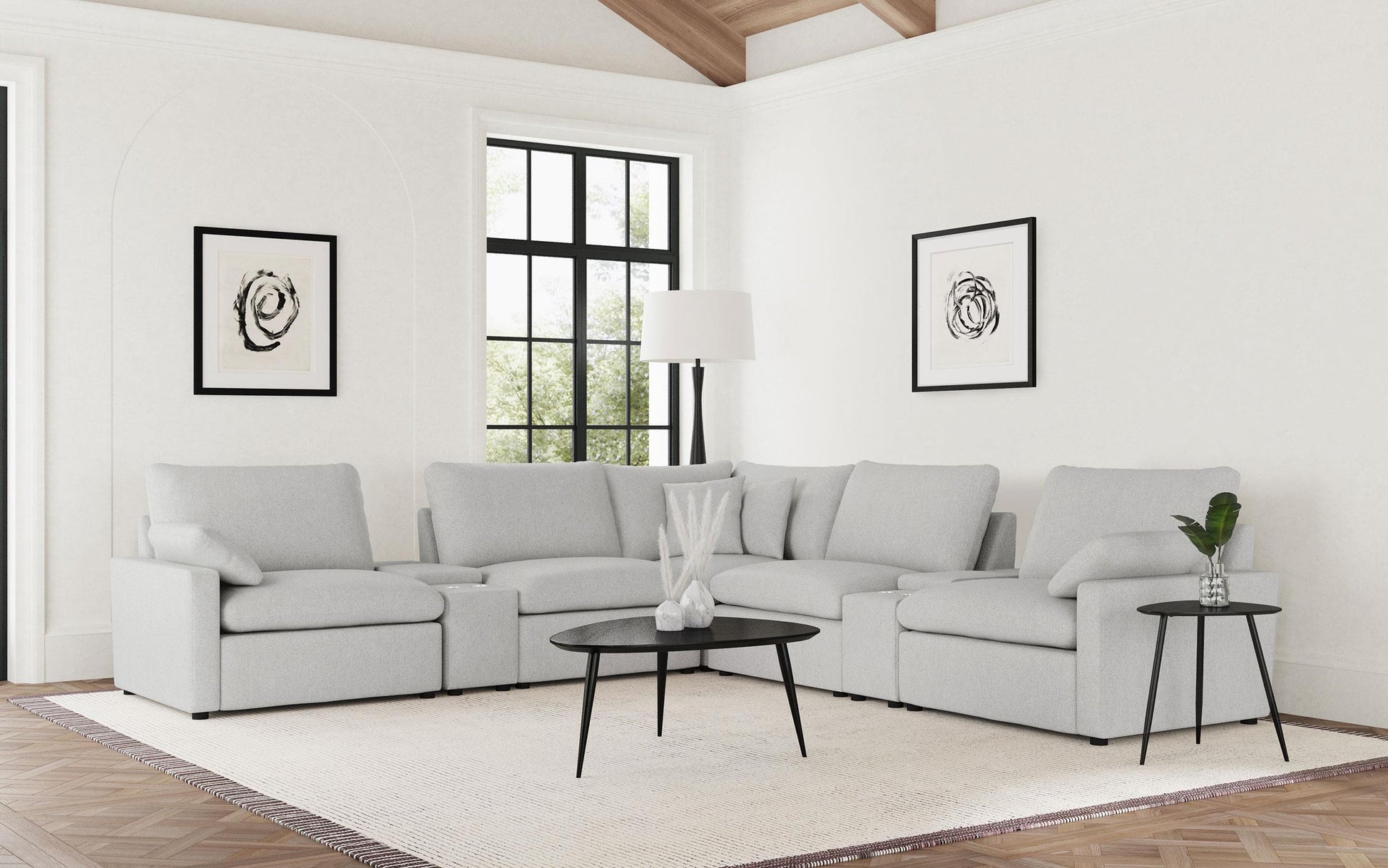 Collins Pwr Sectional 7-Piece Set - Grey
