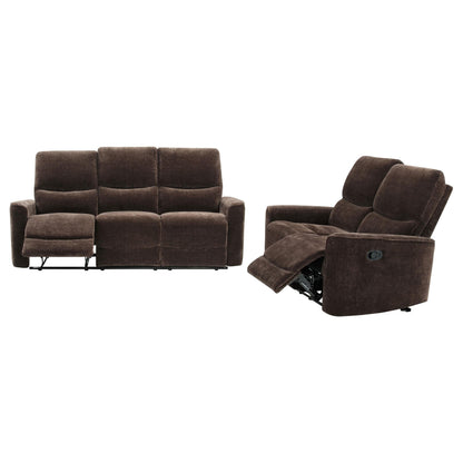 Navarro Reclining Sofa Set in Dark Brown - Coaster Furniture