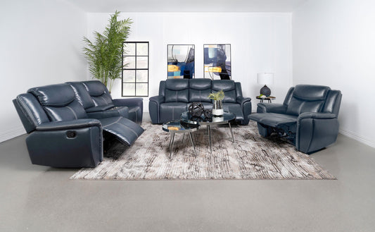 Sloane Reclining 3-Piece Set in Blue - Coaster Furniture