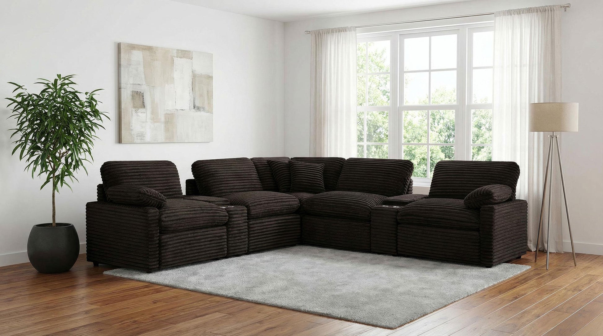 Collins Pwr Sectional 7-Piece Set - Chocolate Brown