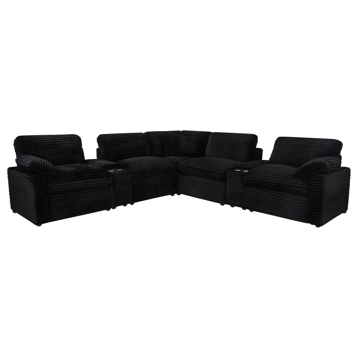 Collins Pwr Sectional 7-Piece Set - Black