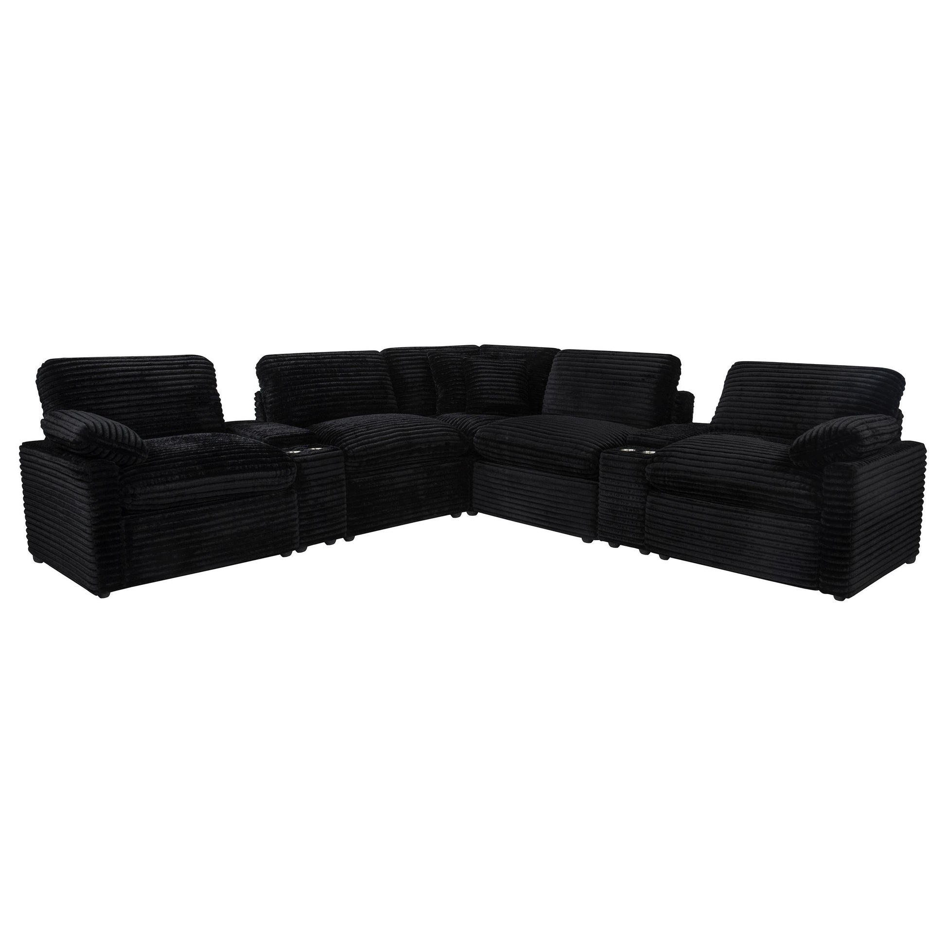 Collins Pwr Sectional 7-Piece Set - Black