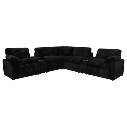 Collins Pwr Sectional 7-Piece Set - Black