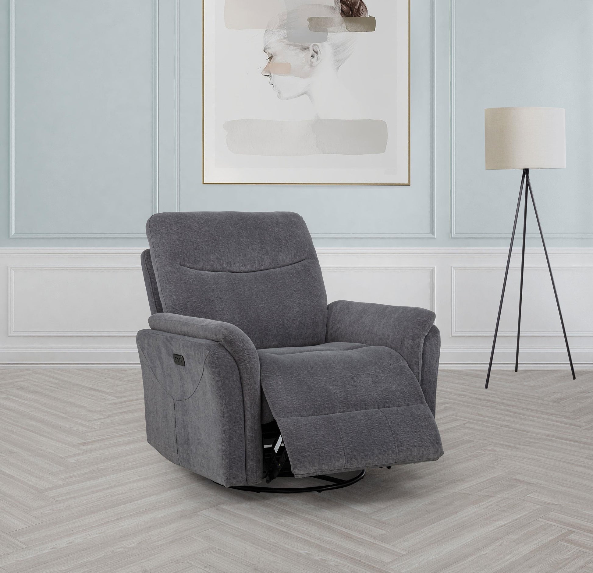 Adler Swivel Glider Recliner - Charcoal Grey