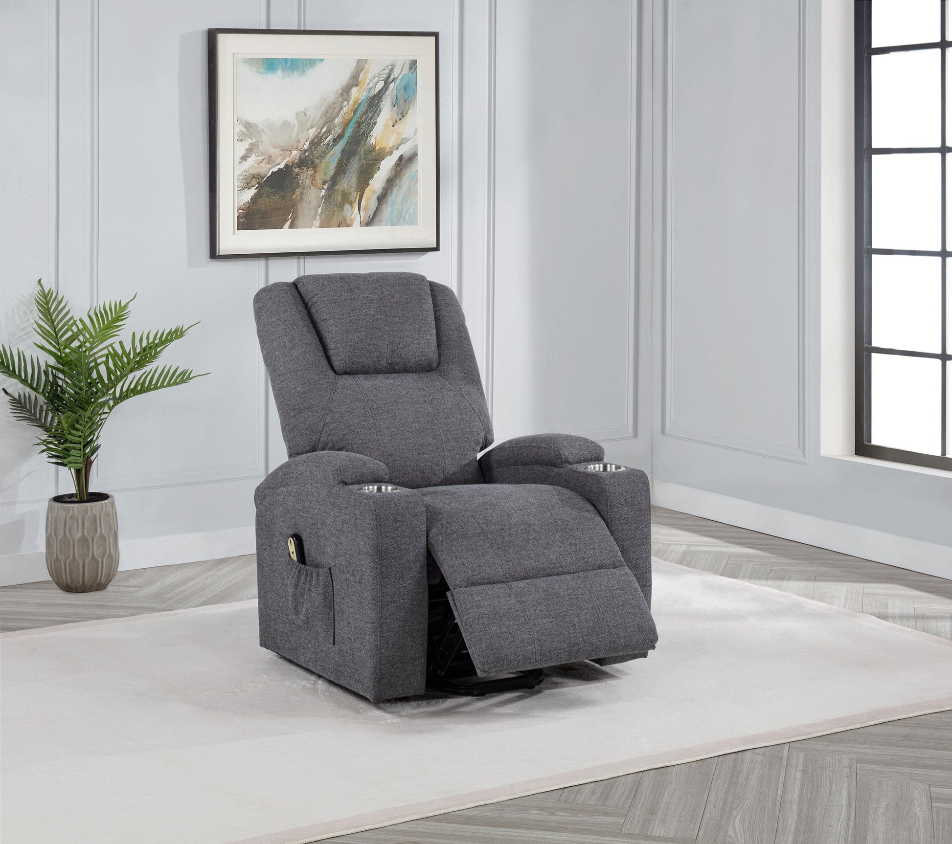 Louie Power Recliner - Dark Grey