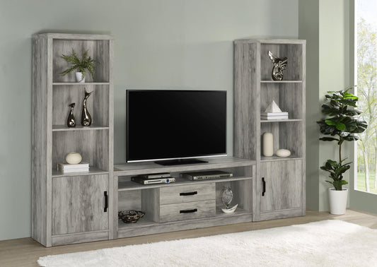 Burke Entertainment Center 3-Piece Set in Grey Driftwood - Coaster Furniture