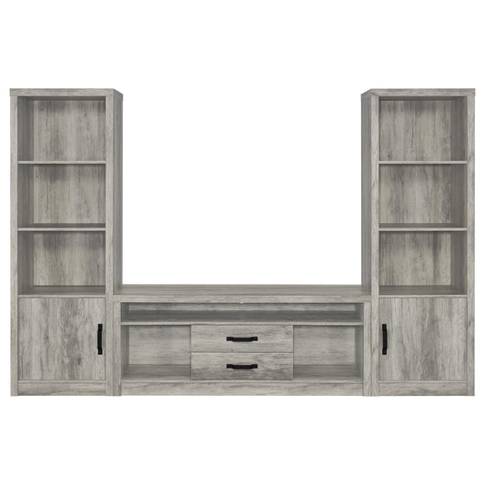 Burke Entertainment Center 3-Piece Set in Grey Driftwood - Coaster Furniture