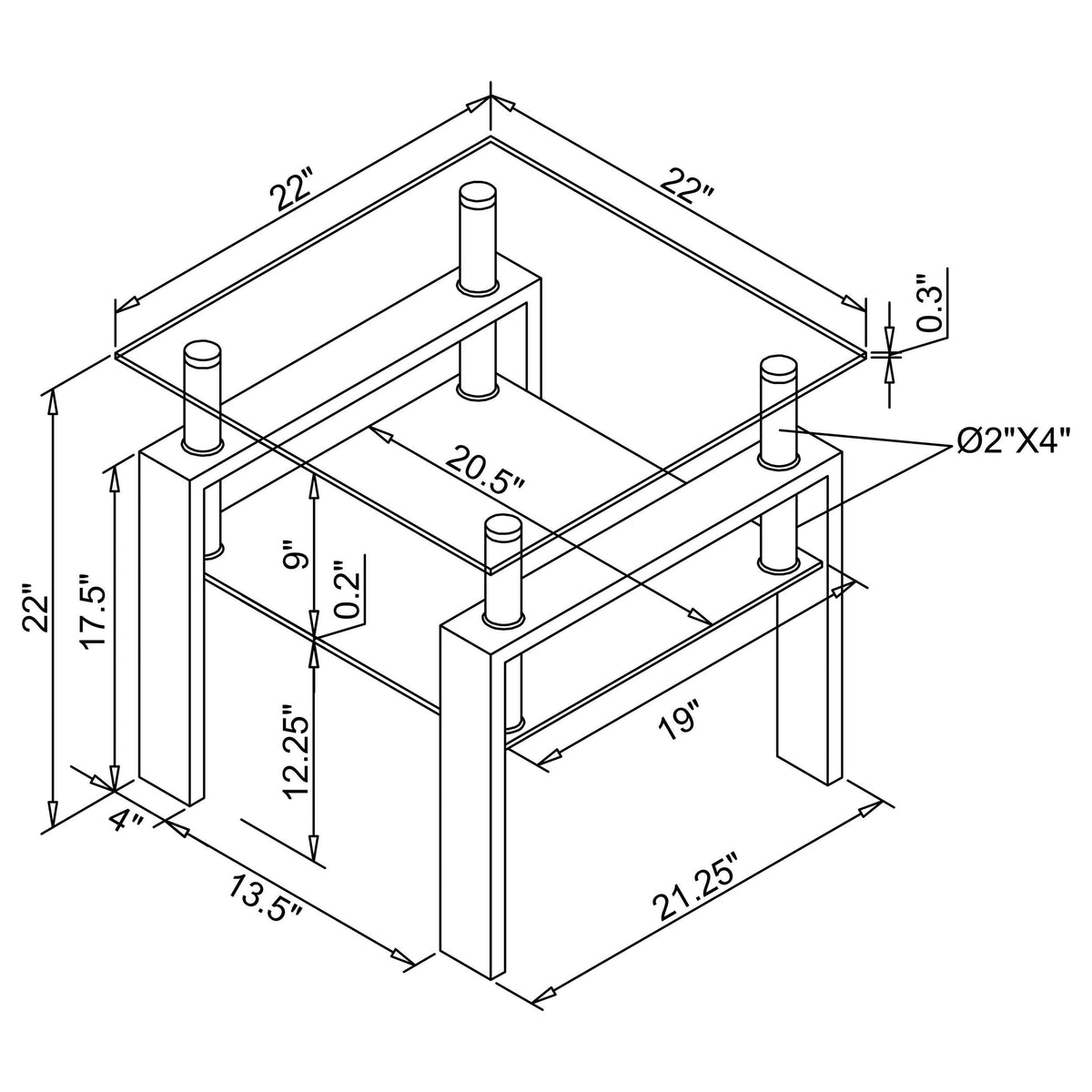 Dyer End Table in Black - Coaster Furniture