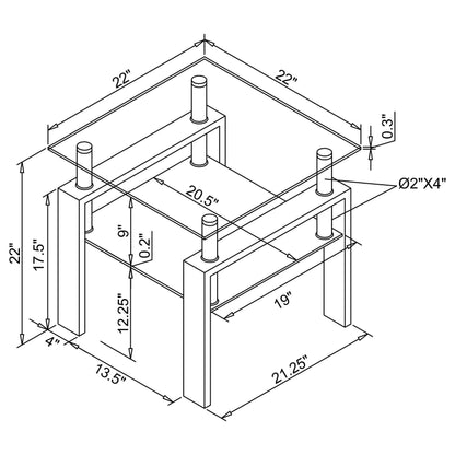 Dyer End Table in Black - Coaster Furniture