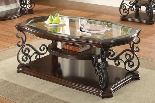 Laney Coffee Table in Dark Merlot - Coaster Furniture