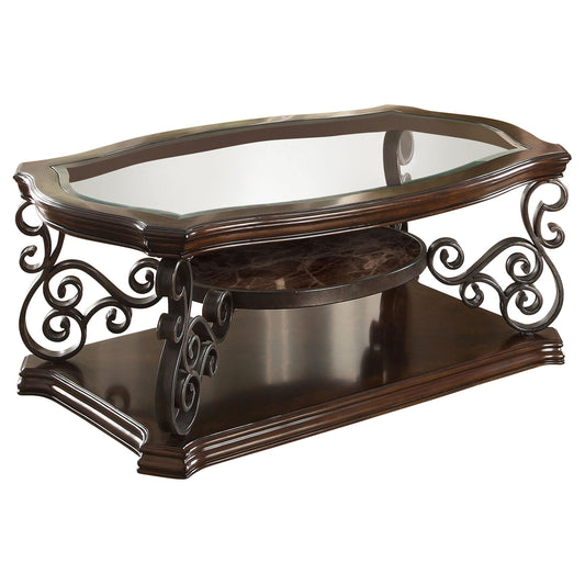 Laney Coffee Table in Dark Merlot - Coaster Furniture