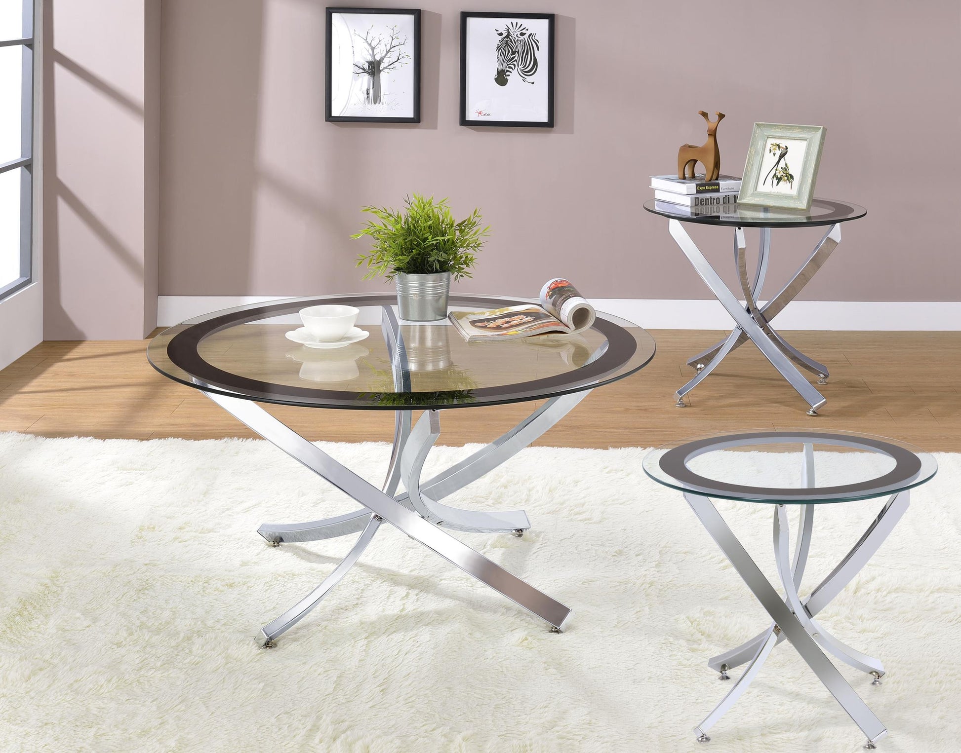 Brooke Coffee Table 3-Piece Set - Chrome