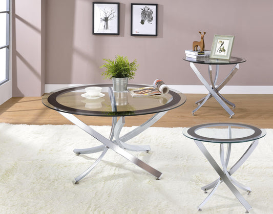 Brooke Coffee Table 3-Piece Set - Chrome
