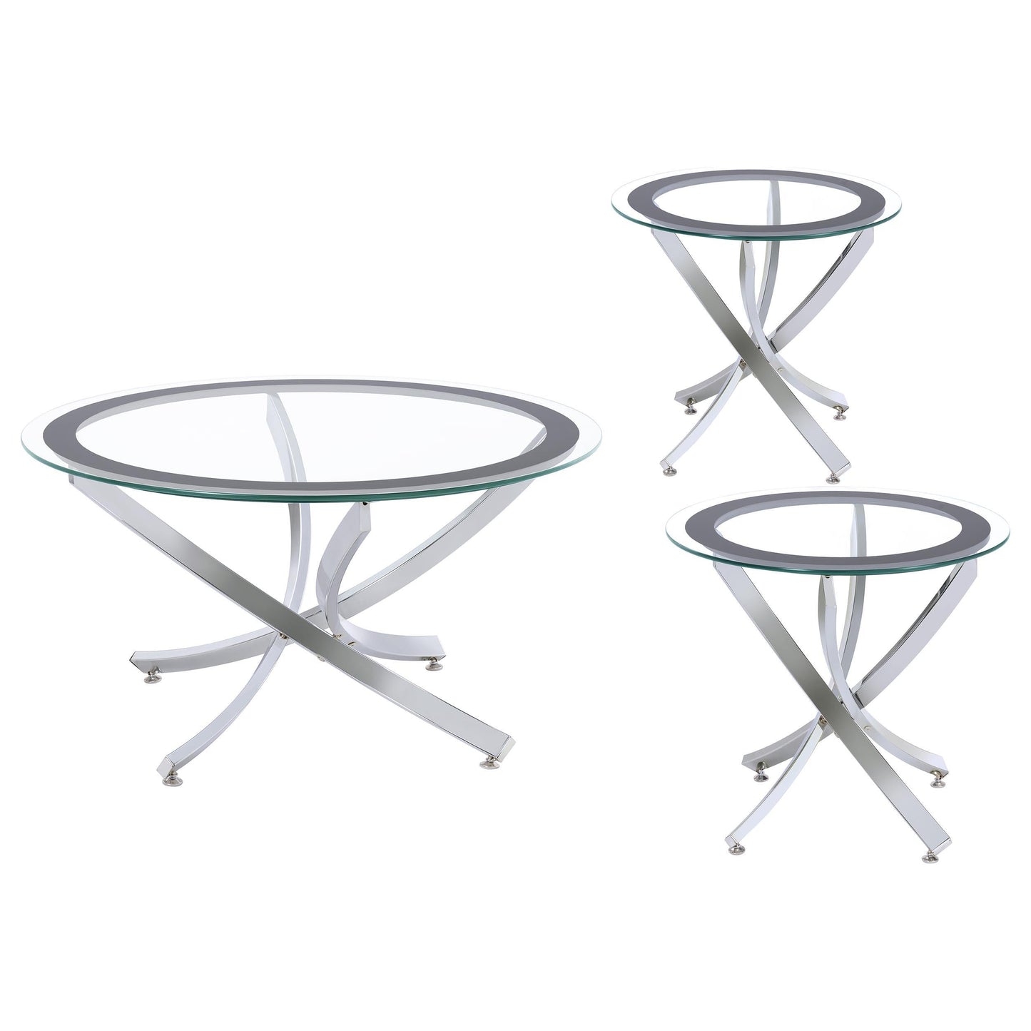 Brooke Coffee Table 3-Piece Set - Chrome