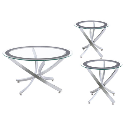 Brooke Coffee Table 3-Piece Set - Chrome